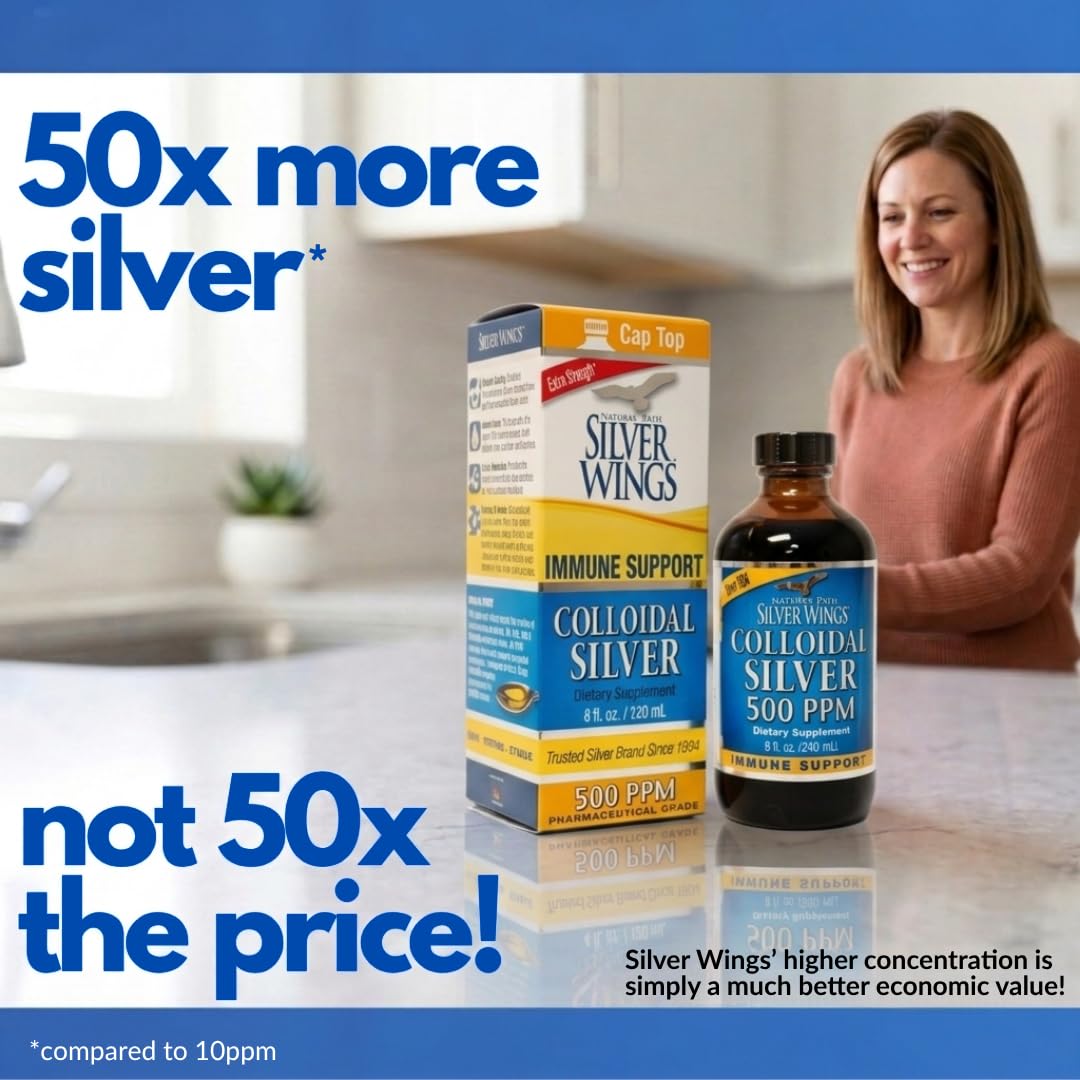 Natural Path Silver Wings Colloidal Silver 500ppm - Premium Glass