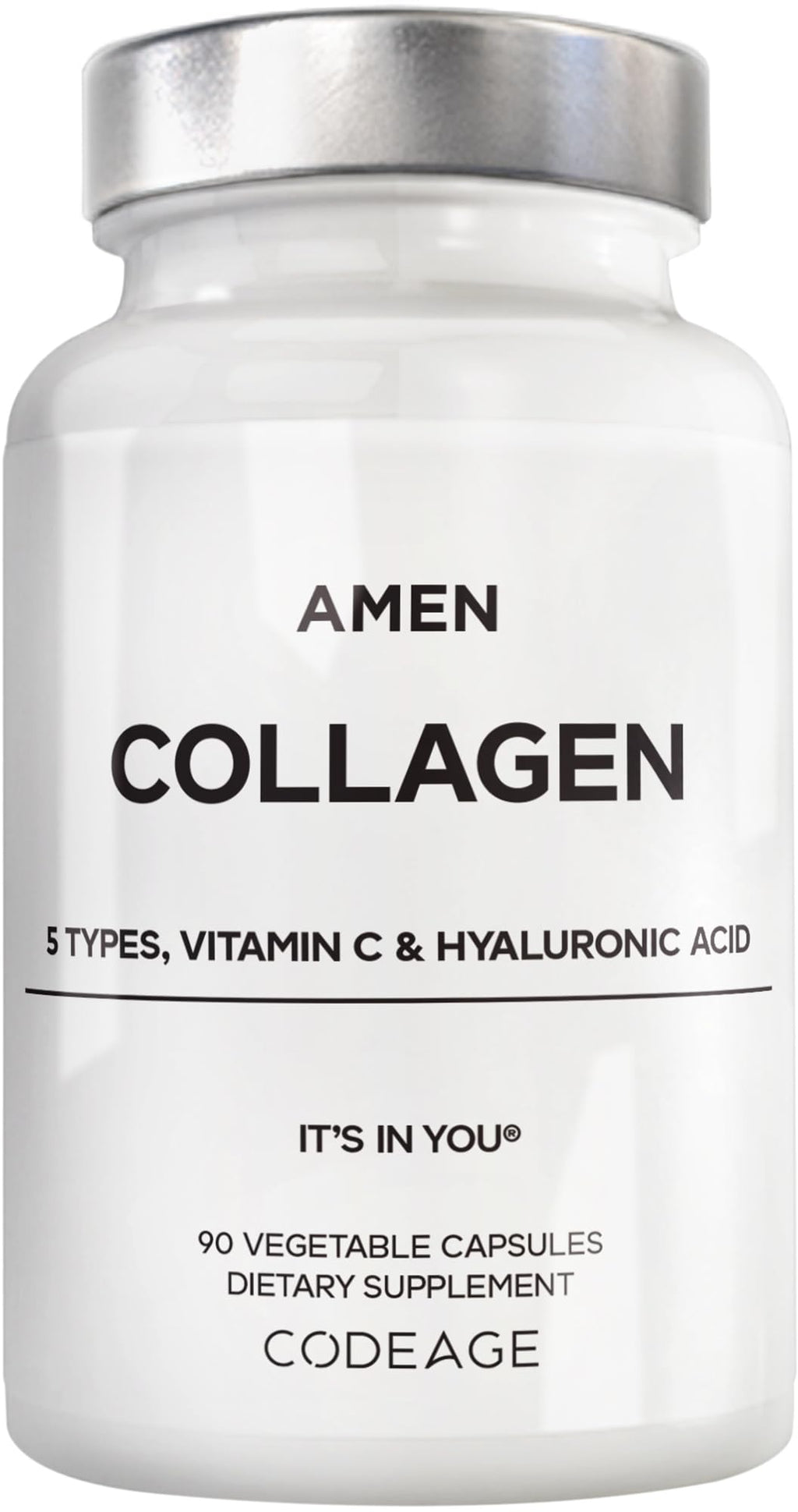 Amen Multi Collagen Peptides Supplement with Hyaluronic Acid - 90 Capsules