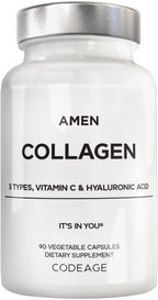 Amen Multi Collagen Peptides Supplement with Hyaluronic Acid - 90 Capsules