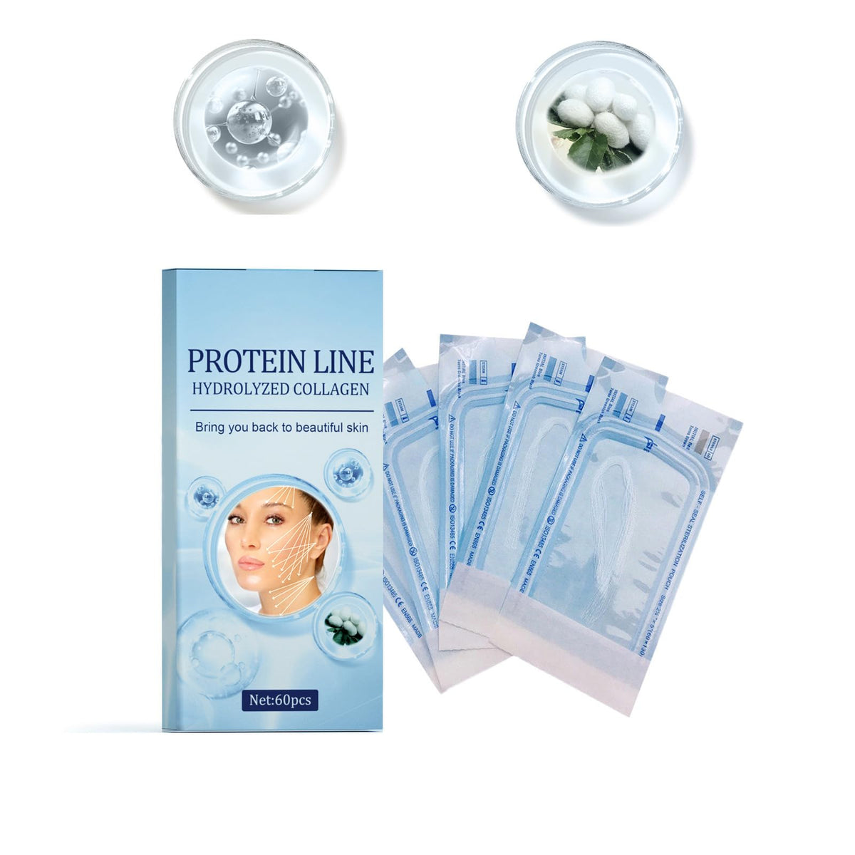 MQSHUHENMY Korean Soluble Protein Threads for Skincare - 60 Pieces