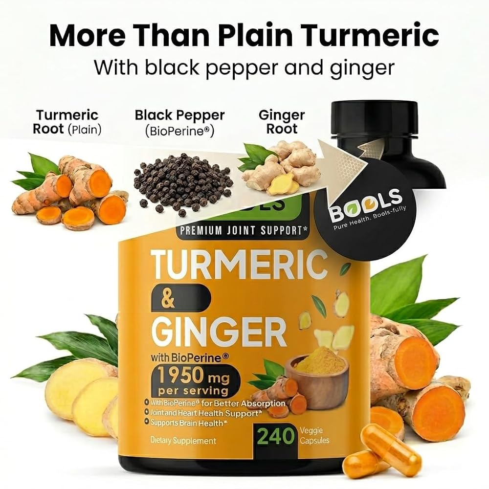 Bools Turmeric Curcumin with BioPerine & Ginger Joint Support - 240 Capsules - image 7