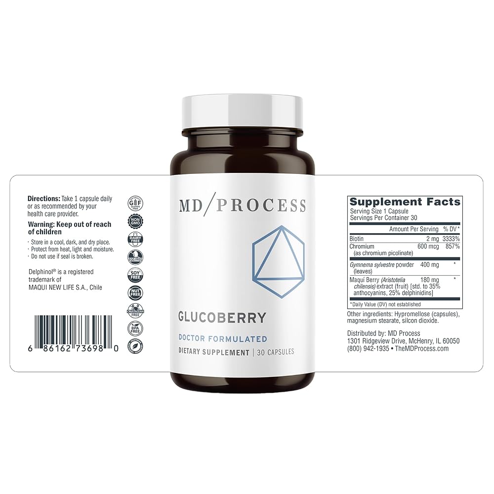 MD Process GlucoBerry Maqui Berry Extract with Chromium Picolinate