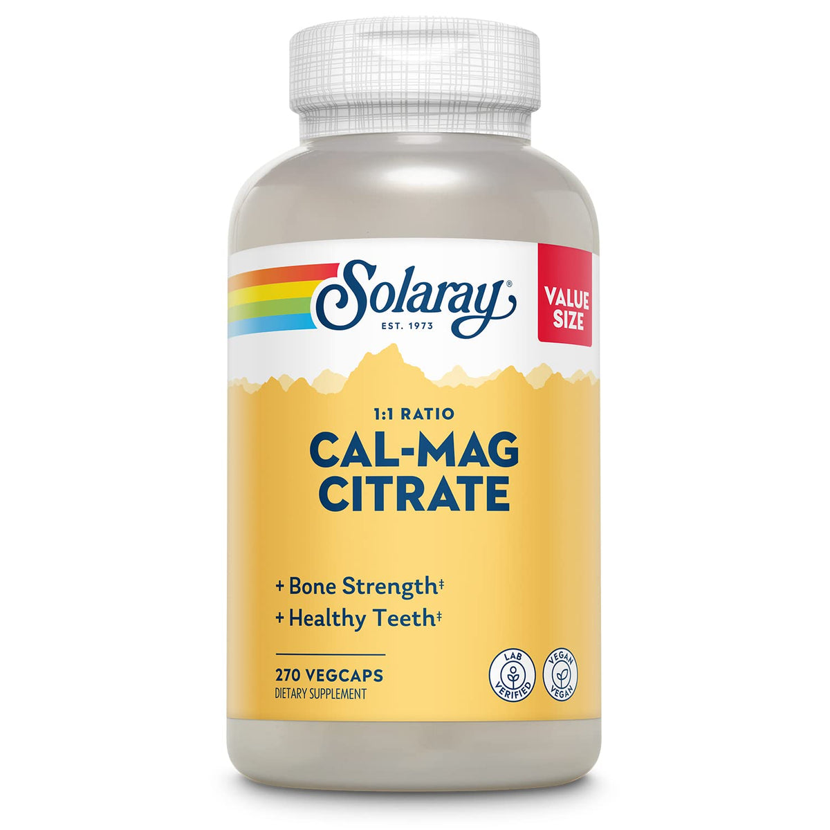 Solaray Calcium Magnesium Citrate 1000mg Bone Strength - 270 Vegetarian Capsules