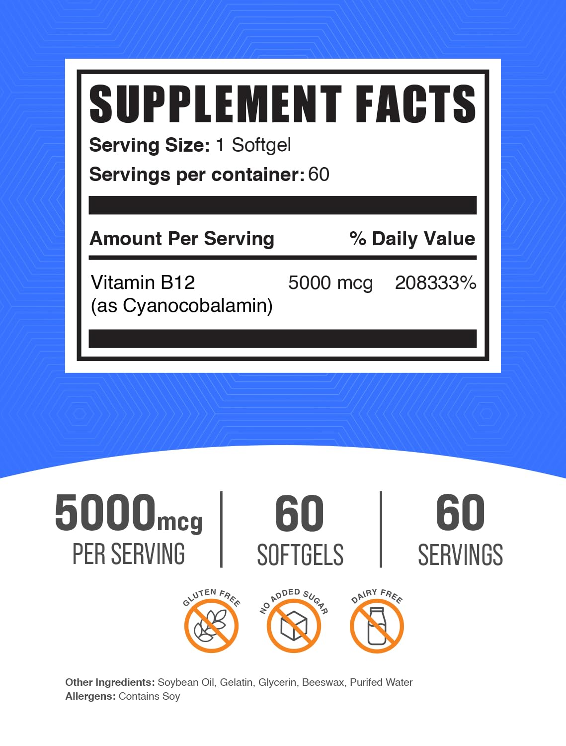 BulkSupplements.com Vitamin B12 5000mcg Softgels, Cyanocobalamin
