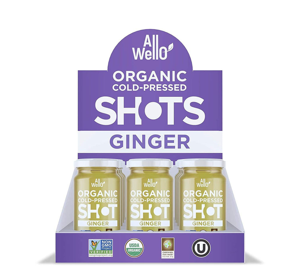 ALLWELLO Cold-Pressed Ginger Shot, 60 mL, USDA Organic, NONGMO