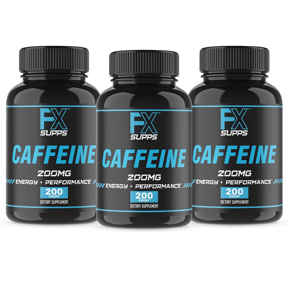 FXSUPPS Caffeine 200mg Energy Support Capsules - 600 Count