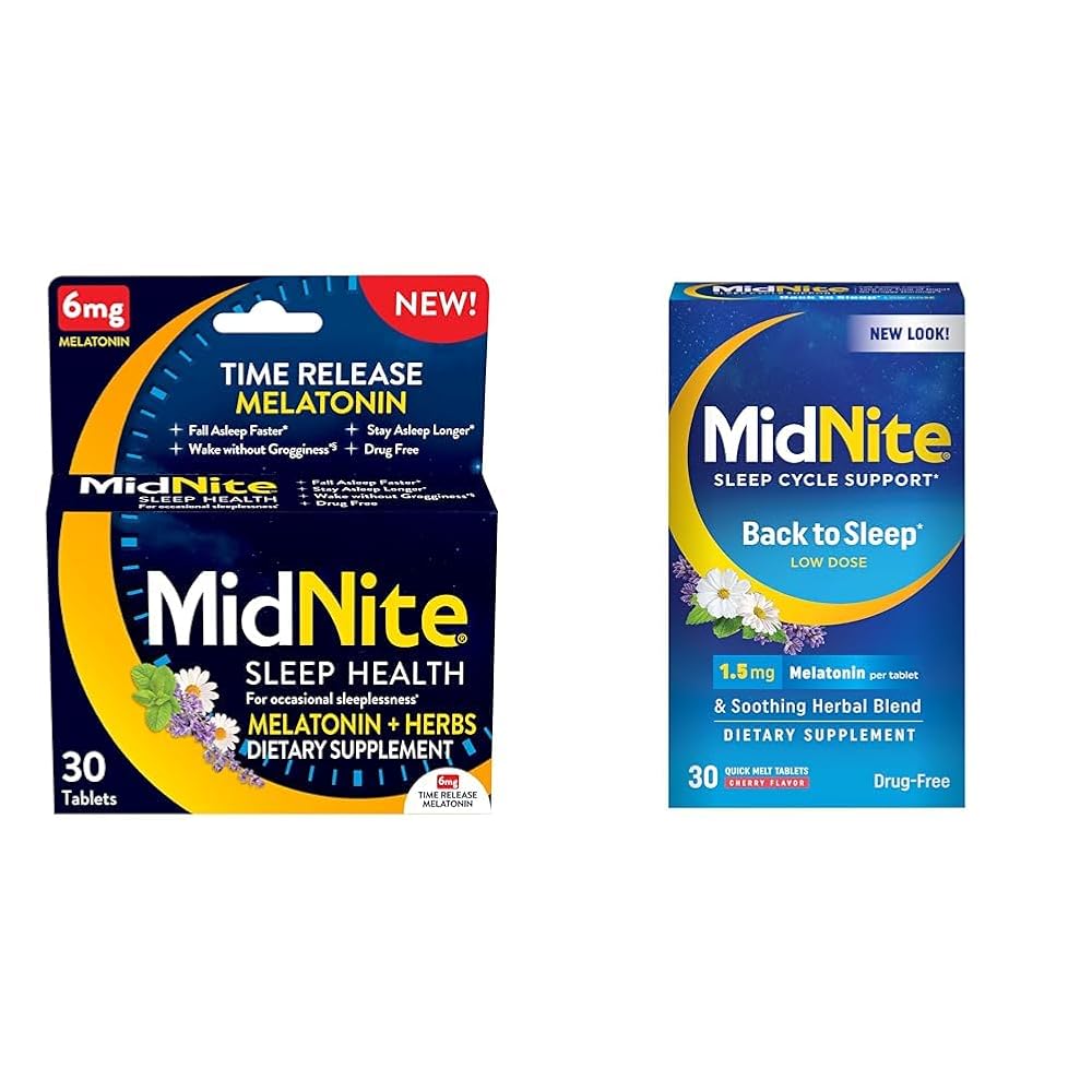 MidNite Time Release 6mg & 1.5mg Melatonin Sleep Aid Bundle - 60 Tablets