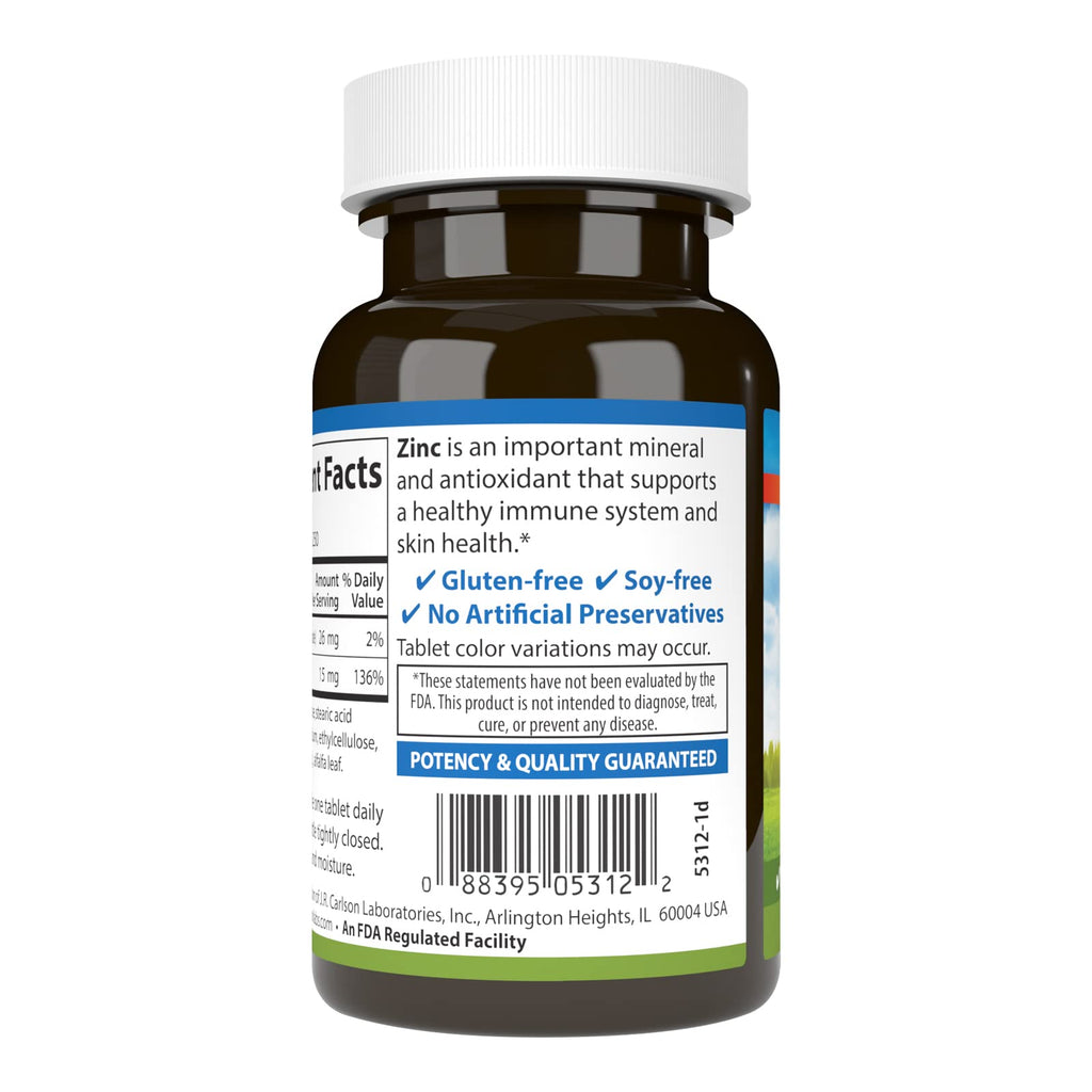 Carlson Zinc 15 mg Immune Support - 250 Tablets - image 3