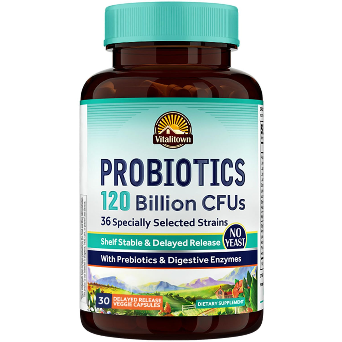Vitalitown Probiotics 120 Billion CFUs 36 Strains Digestive Health - 30 Capsules