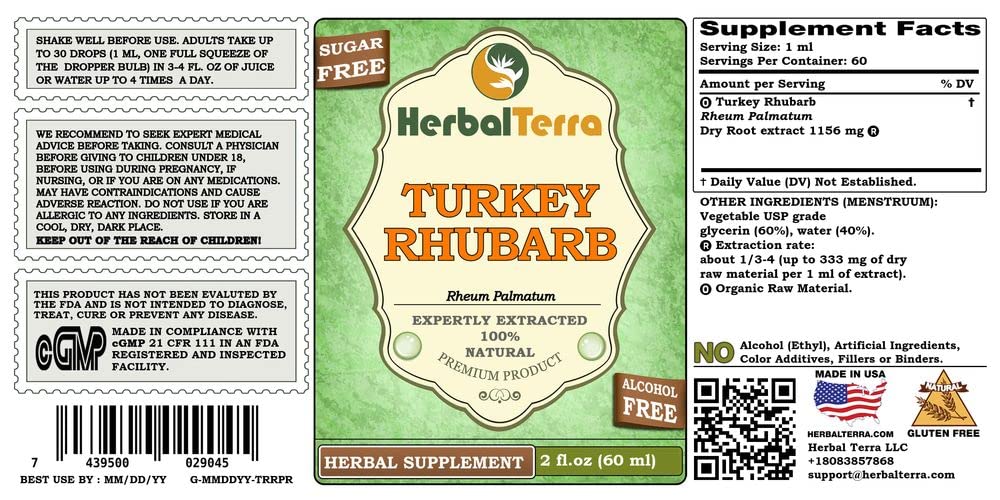 Herbal Terra LLC Turkey Rhubarb (Rheum palmatum) Tincture