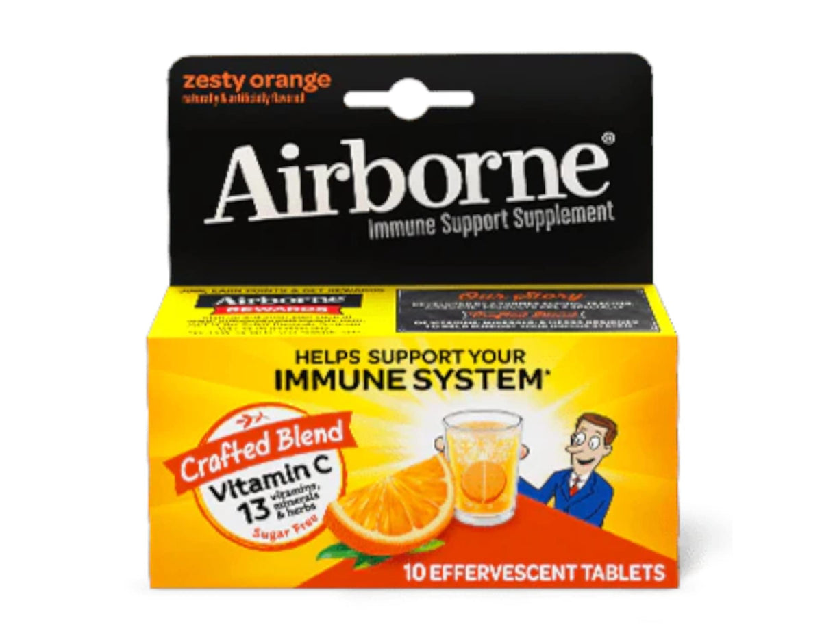 Reckitt Airborne Zesty Orange Effervescent Tablets Immune Support - 70 Count