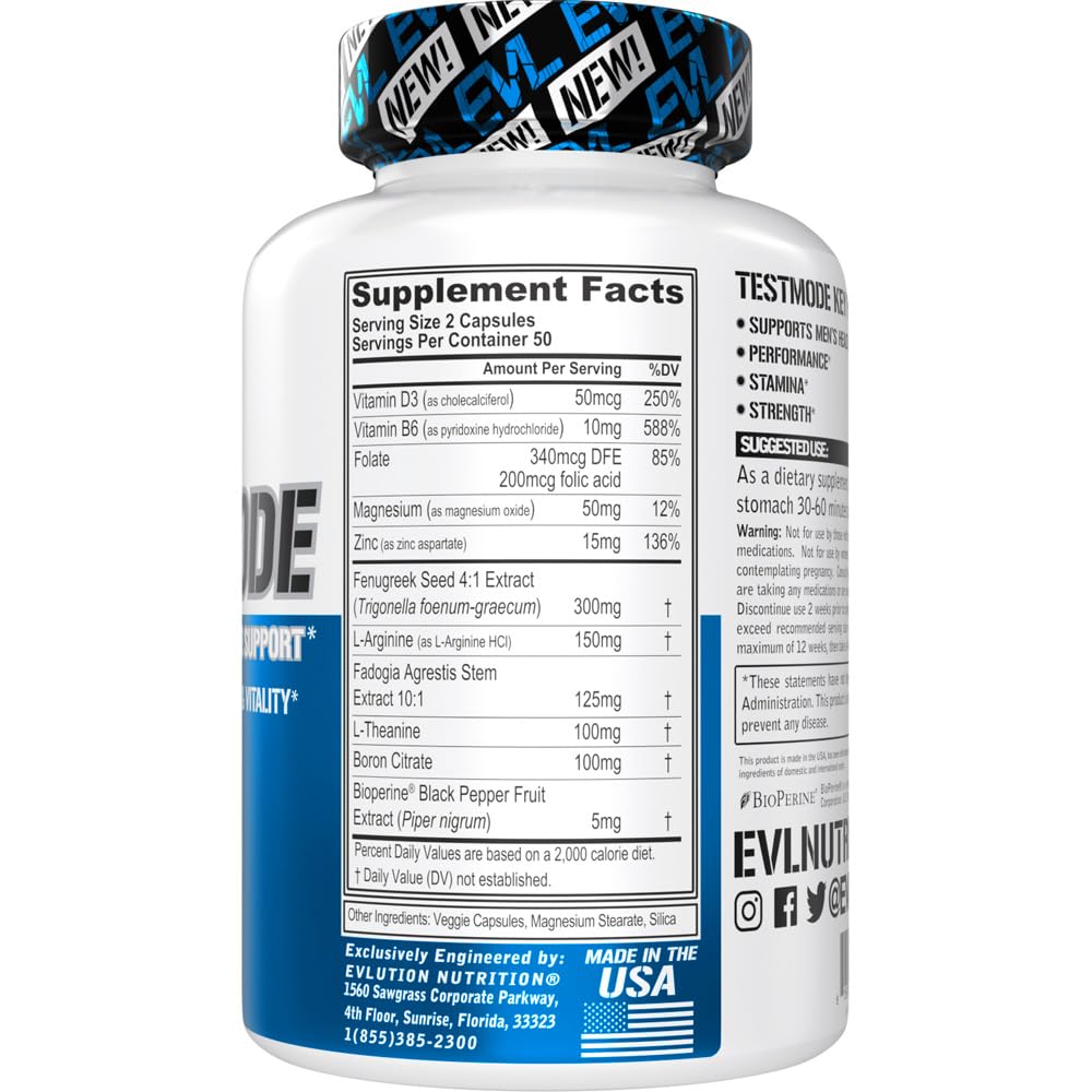 Evlution TestMode Testosterone Support for Men - 100 Capsules - image 2