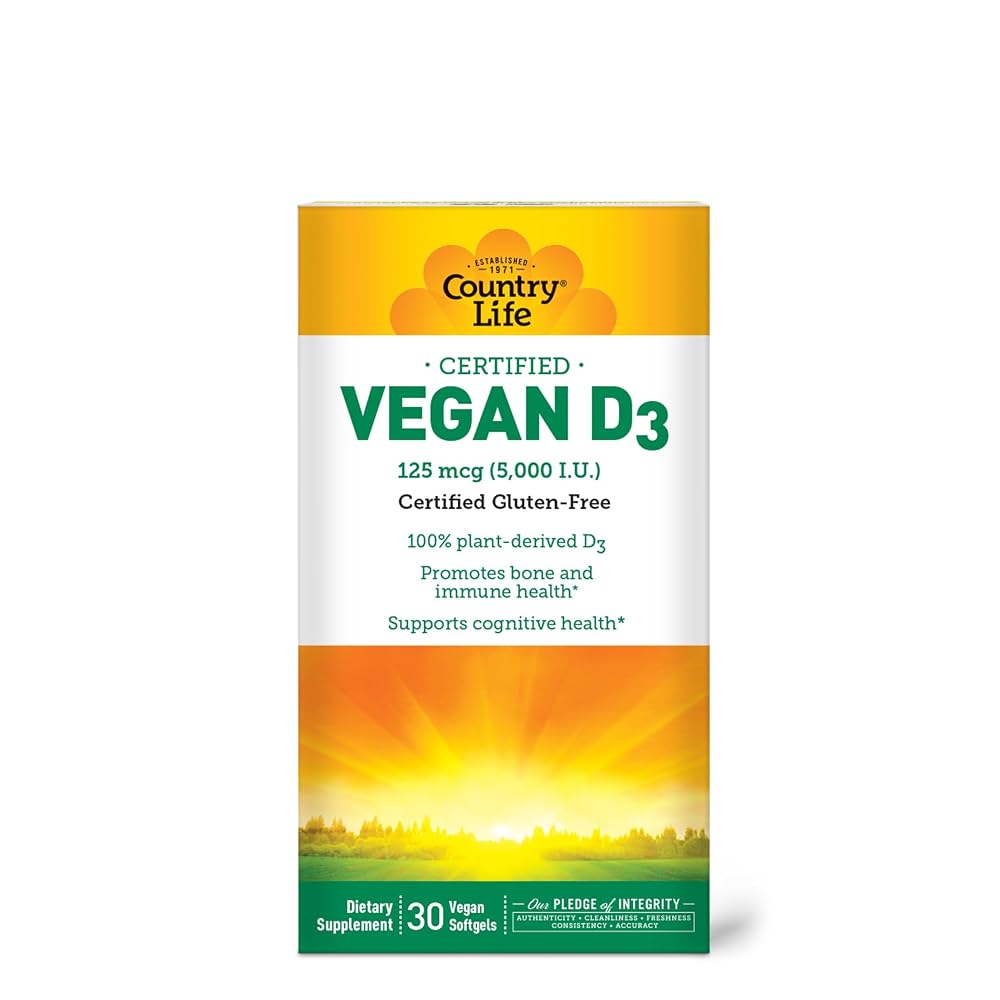 Country Life Vitamin D3 5000 IU Vegan - 30 Softgels