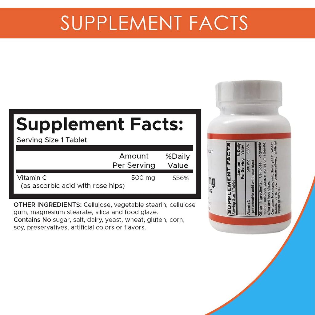Holistic Health Vitamin C-500 with Rose Hips - 100 Tablets - image 2