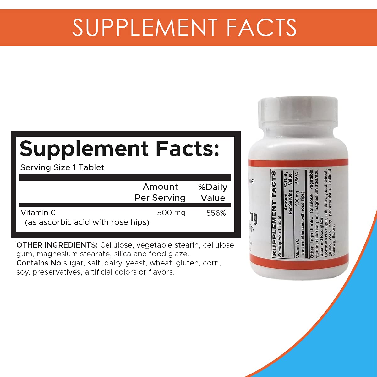 Holistic Health Vitamin C-500 with Rose Hips - 100 Tablets - image 2