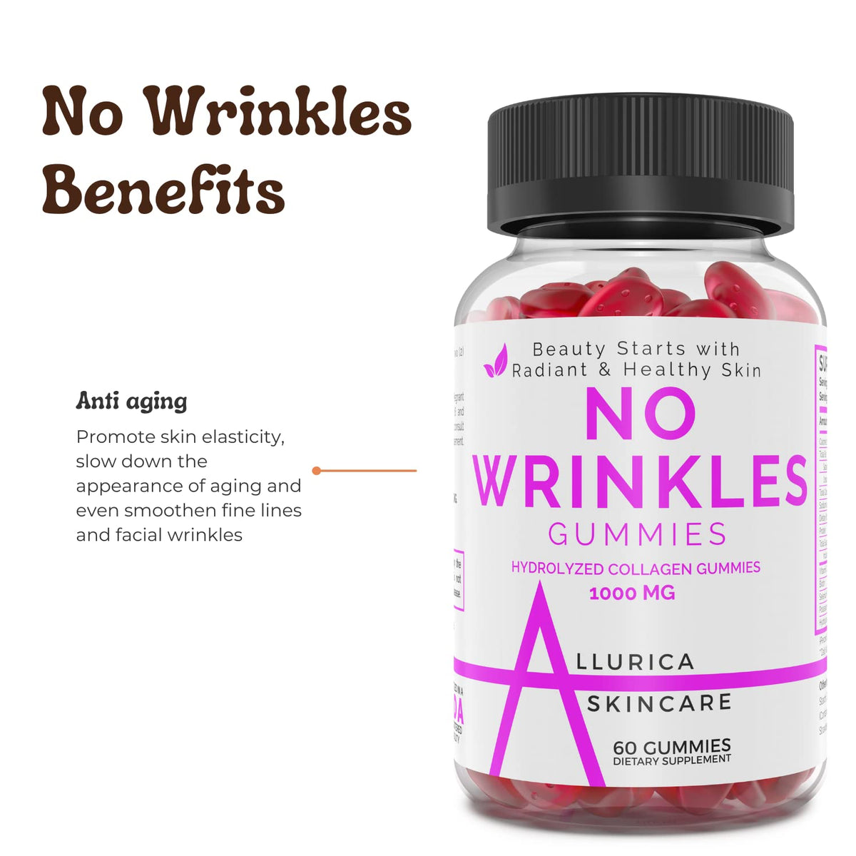 Allurica Collagen Gummies with Vitamin C - 60 Strawberry Gummy - image 4
