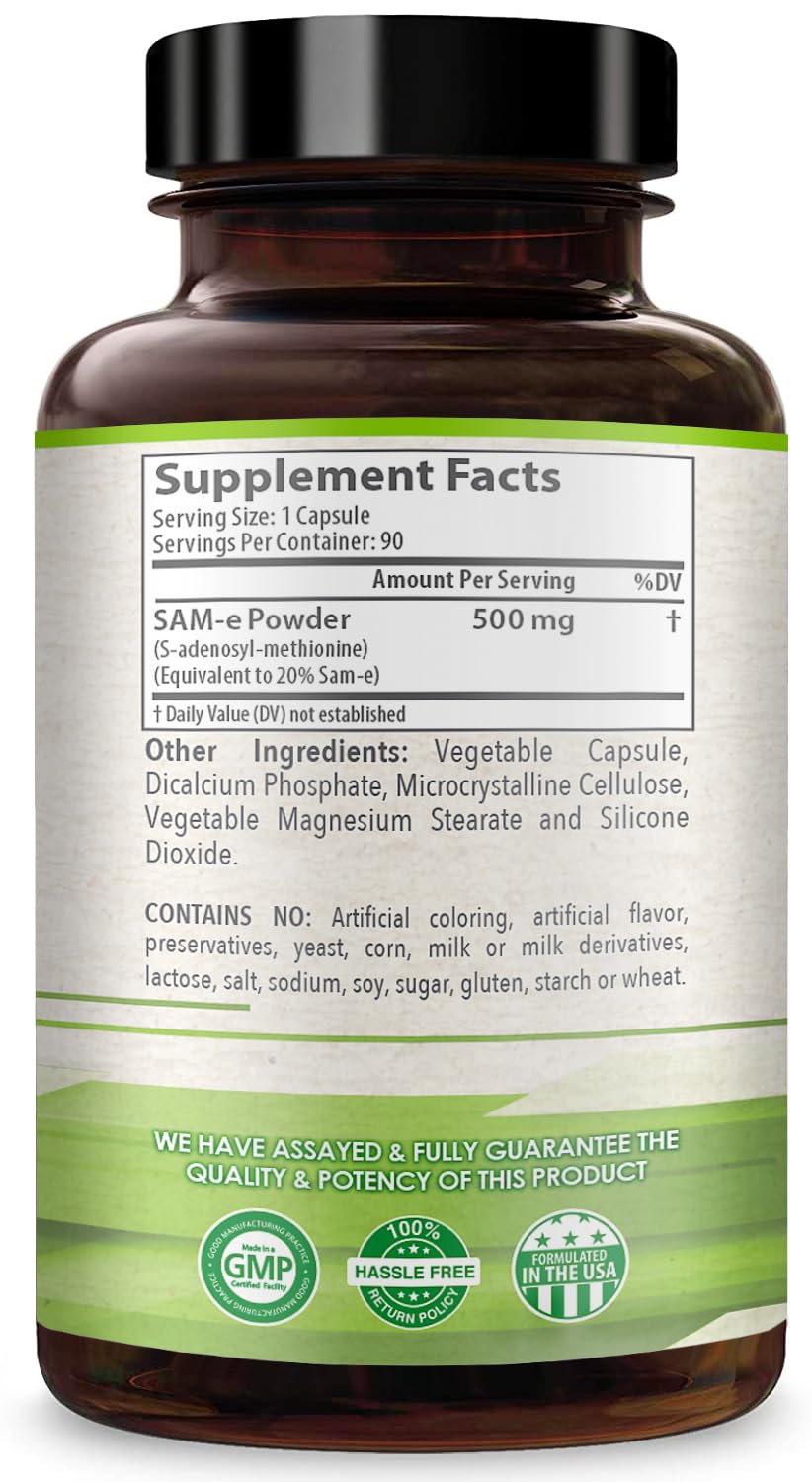 Healthy Way SAM-e 500mg Supplement Brain & Mood Support - 90 Capsules - image 8
