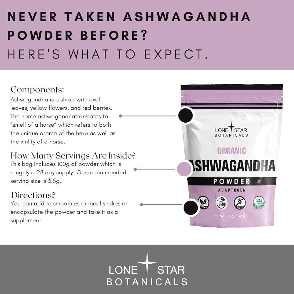 Lone Star Botanicals Pure Ashwagandha Extract Powder - 100g - image 5