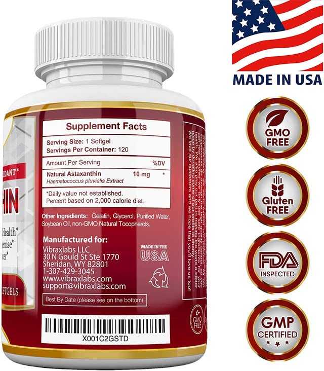 Vibraxlabs Astaxanthin 10mg Antioxidant - 120 Softgels - image 2