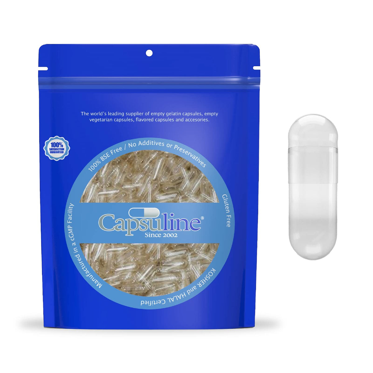 Capsuline Clear Size 00E Empty Vegetarian Capsules - 1000 Count