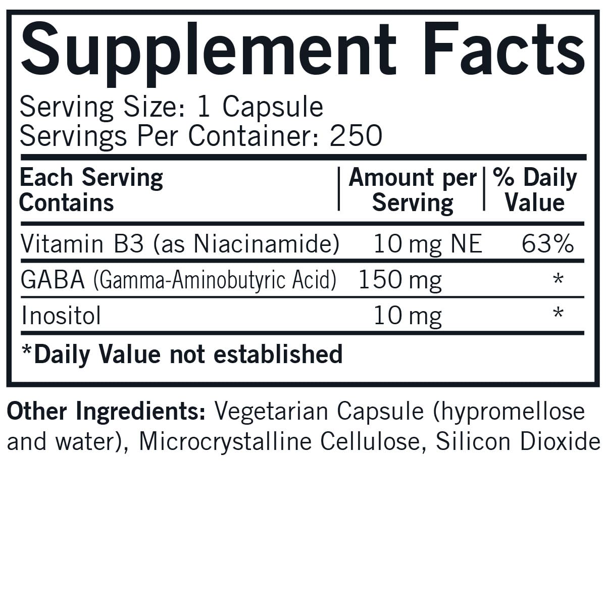 Kirkman GABA with Niacinamide & Inositol 150 mg - 250 Capsules - image 2