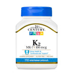 21st Century Vitamin K2 MK-7 100mcg Bone & Heart Support - 110 Capsules