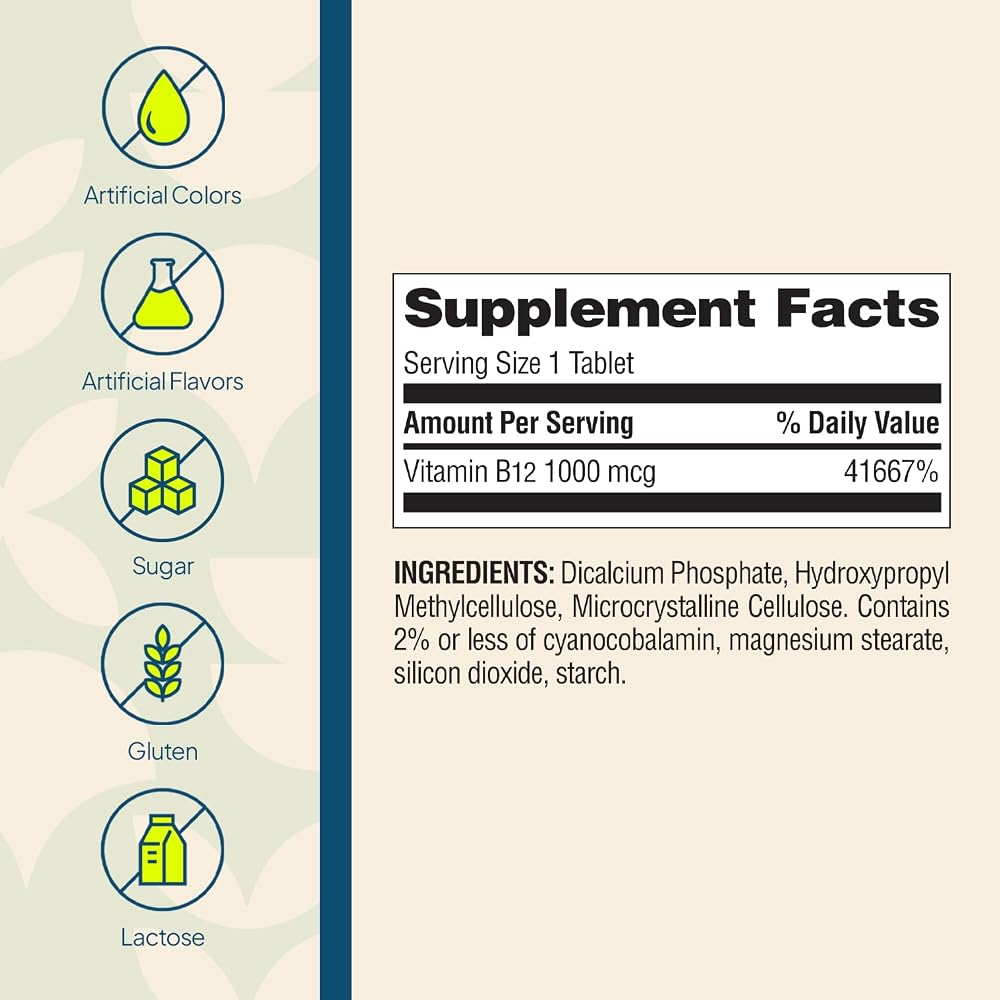Nature's Wonder Vitamin B12 1000mcg Timed Release - 150 Tablets - image 5