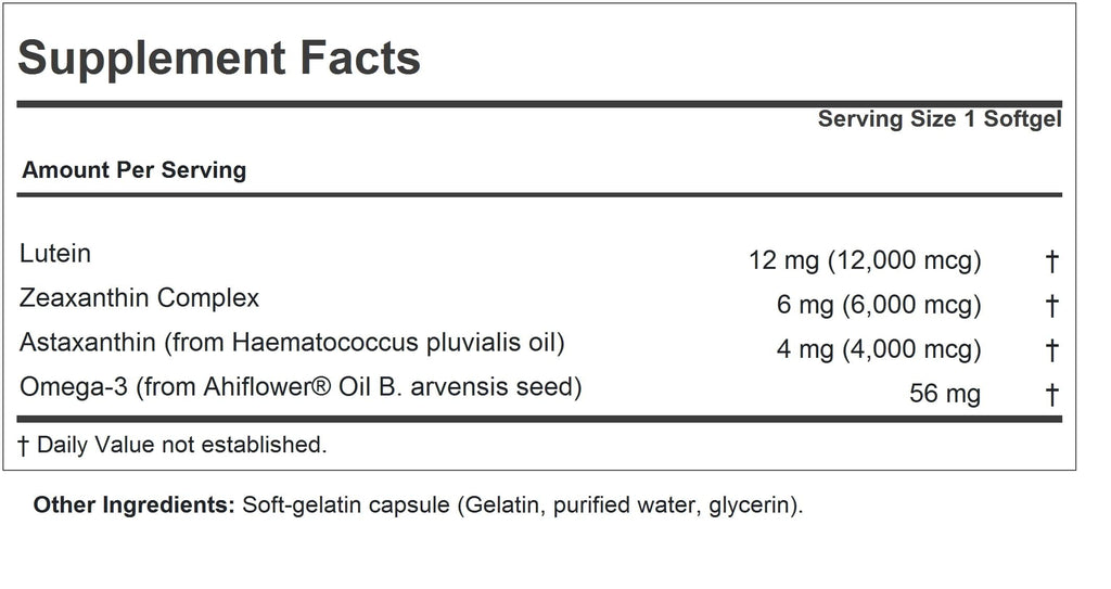 ANDREW LESSMAN Maximum L+Z with Astaxanthin Softgels - 12mg Lutein