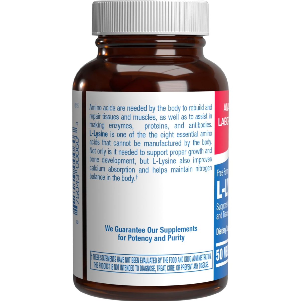Anabolic Laboratories L-Lysine 500 mg Vegetarian Capsules - 50 Count - image 3