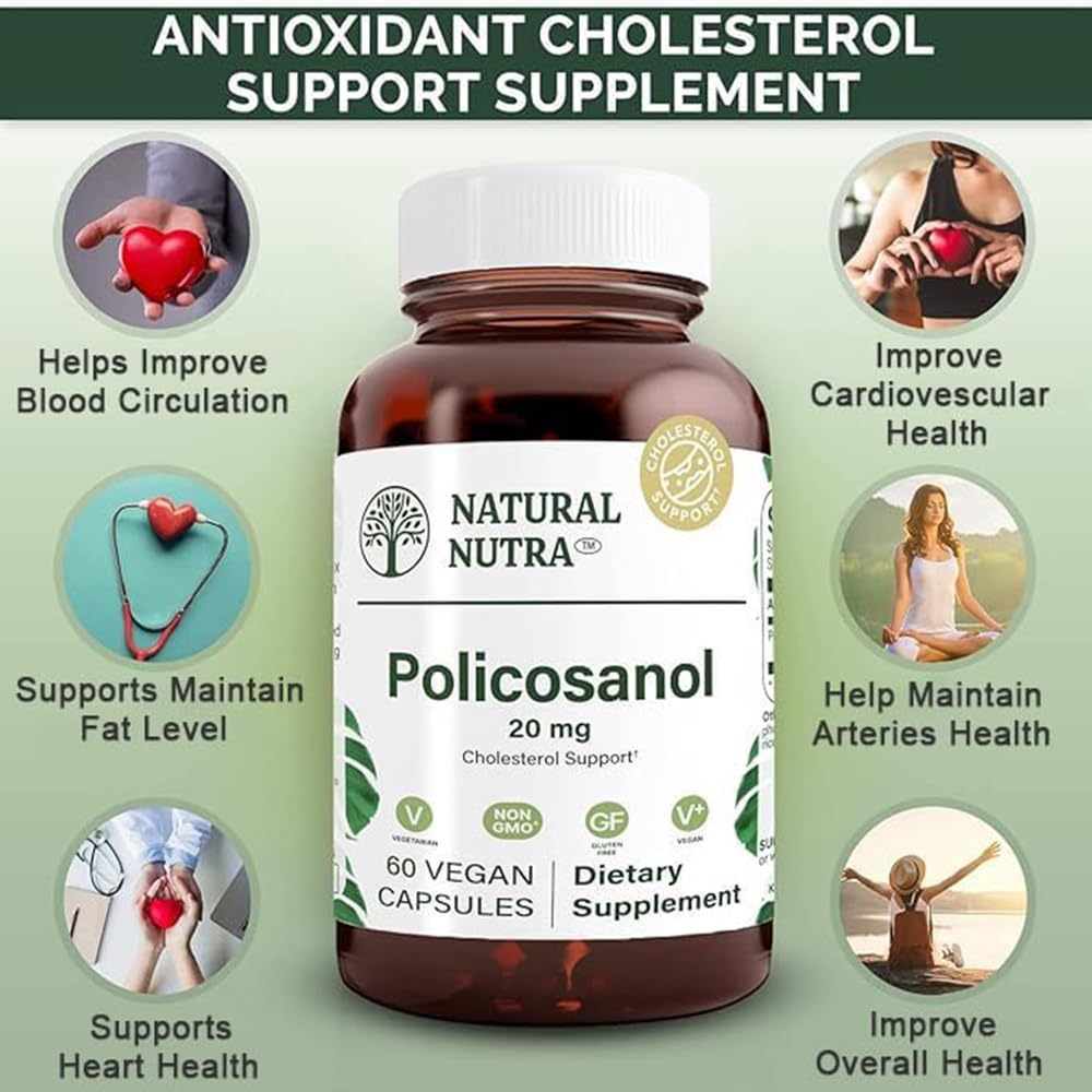 Natural Nutra Policosanol 20mg with Octacosanol - 60 Vegan Capsules - image 3