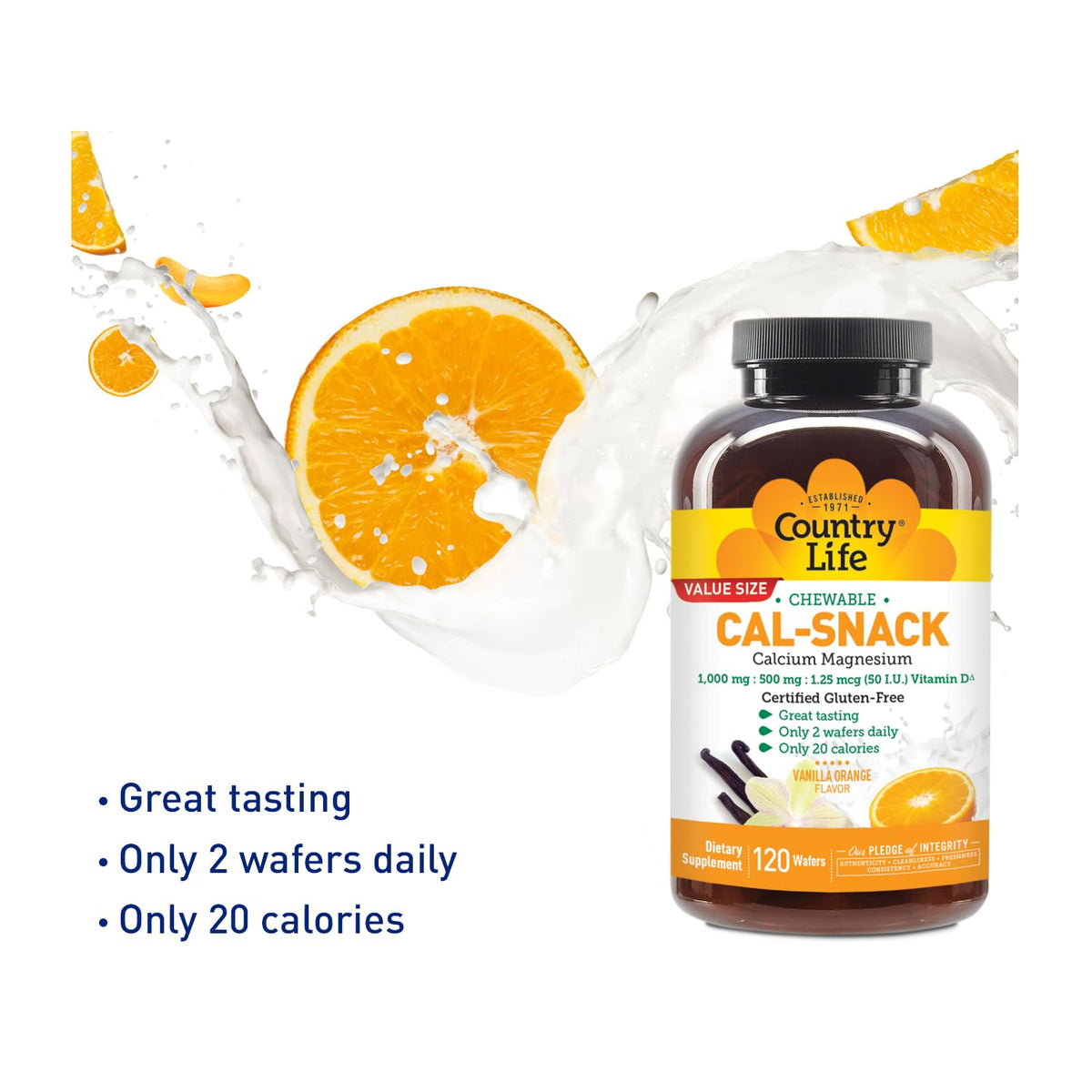 Country Life Cal-Snack Calcium Magnesium Wafers Vanilla Orange - 120 Count - image 7