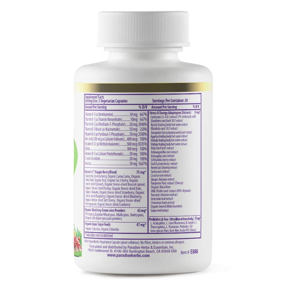 Paradise Herbs Earth's Blend B-Complex Methylated - 60 Capsules - image 2