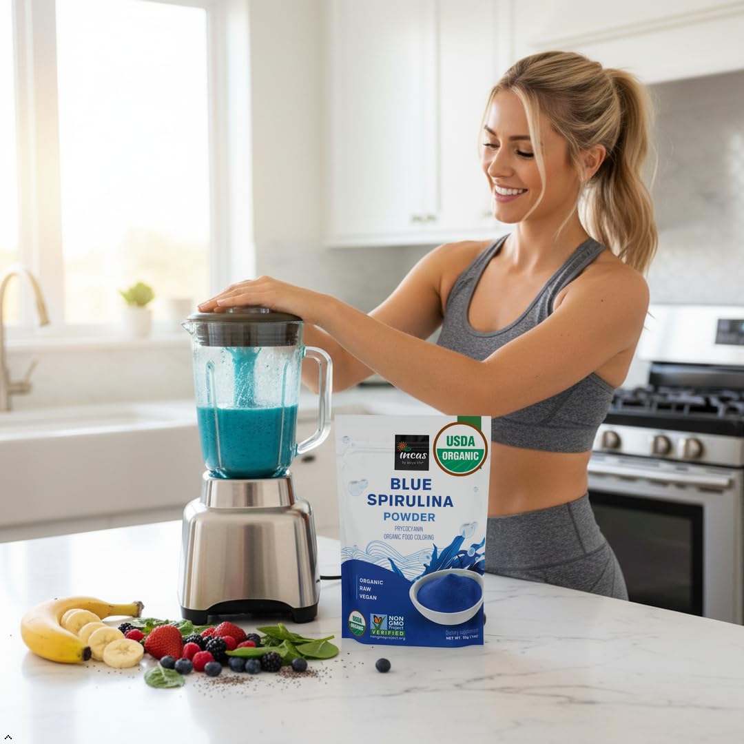 INCAS USDA Organic Blue Spirulina Powder Phycocyanin Extract