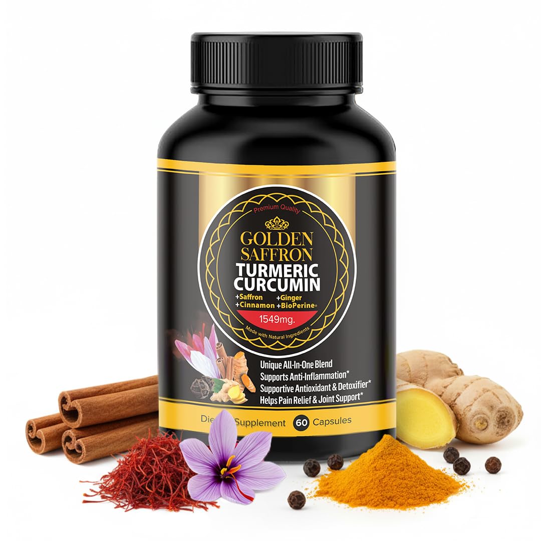 GOLDEN SAFFRON Turmeric Curcumin with Saffron & BioPerine - 60 Capsules