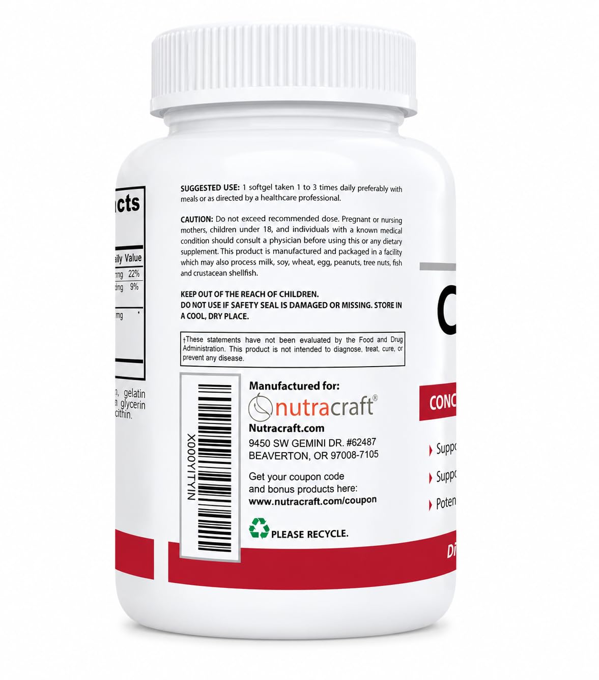 Nutracraft Cranberry Extract Supplement 50:1 with Vitamin C & E - 60 Softgels - image 2