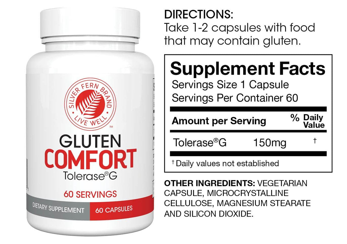 Silver Fern Gluten Comfort with Tolerase G - Digestive Enzyme Made