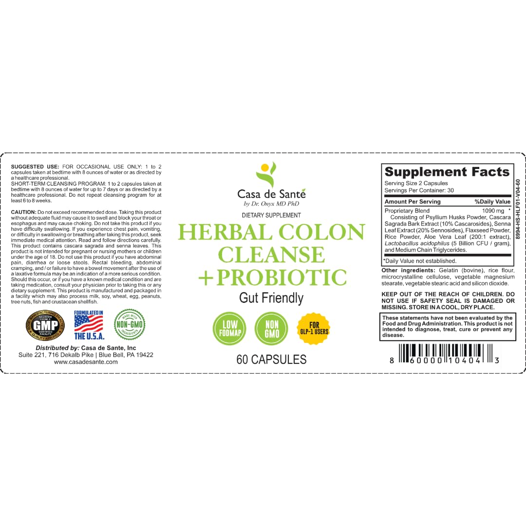 Casa de Sante Low FODMAP Herbal Laxative Capsules - 60 Capsules - image 5
