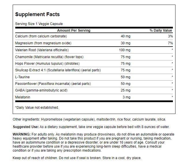 Swanson Sleep Essentials with GABA and Melatonin - 120 Vegetarian Capsules - image 2