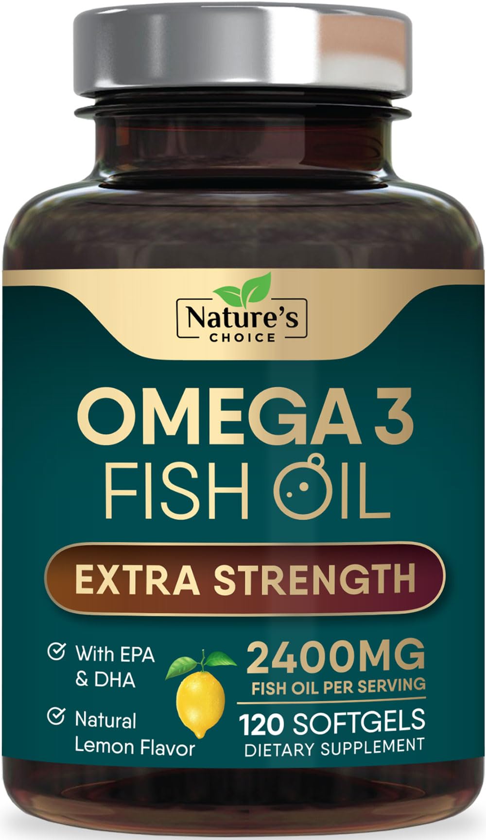 Nature's Choice Omega 3 Fish Oil Supplements - 2400mg Fish Oil Per
