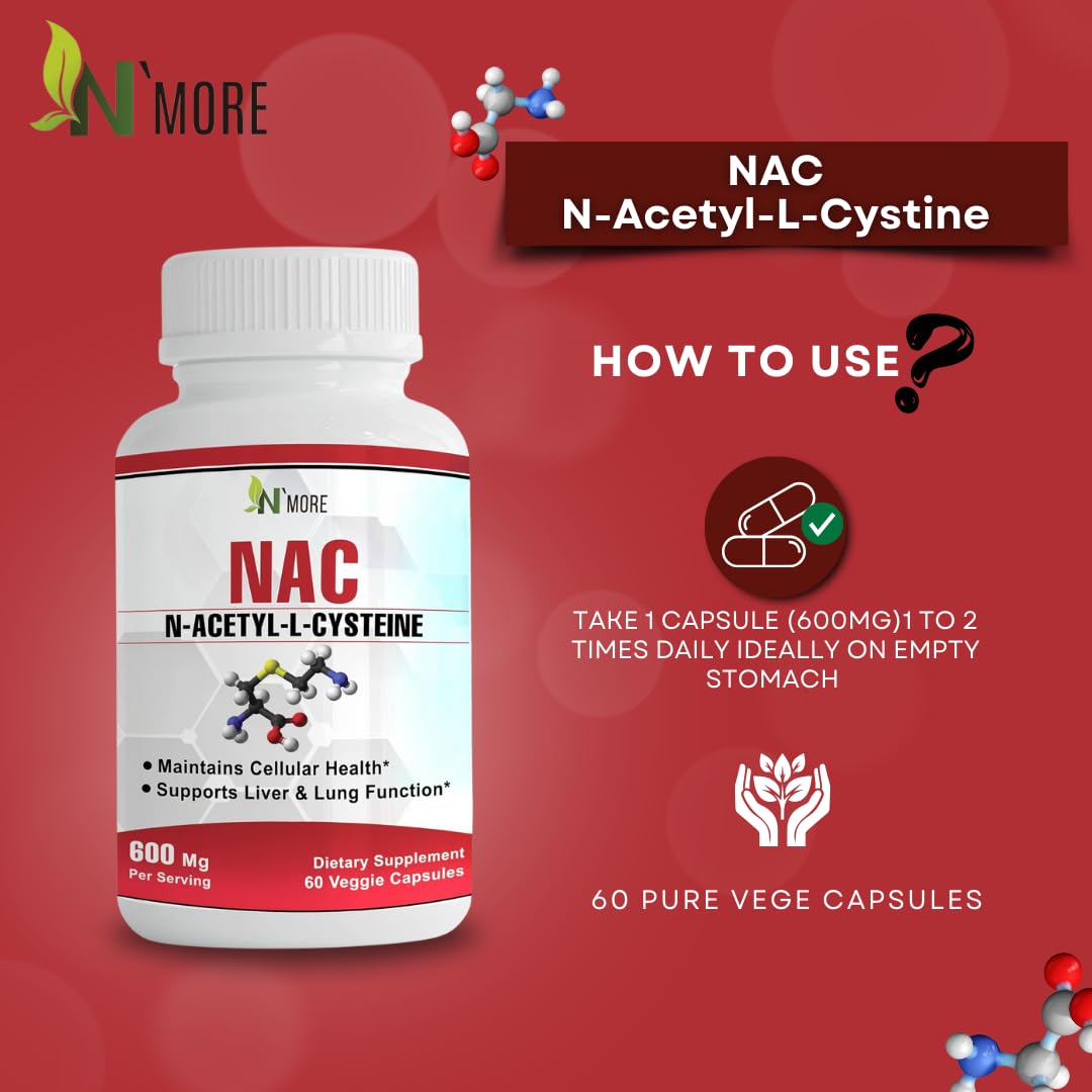 N'More Pure NAC 600mg - 60 Vegetarian Capsules - image 5