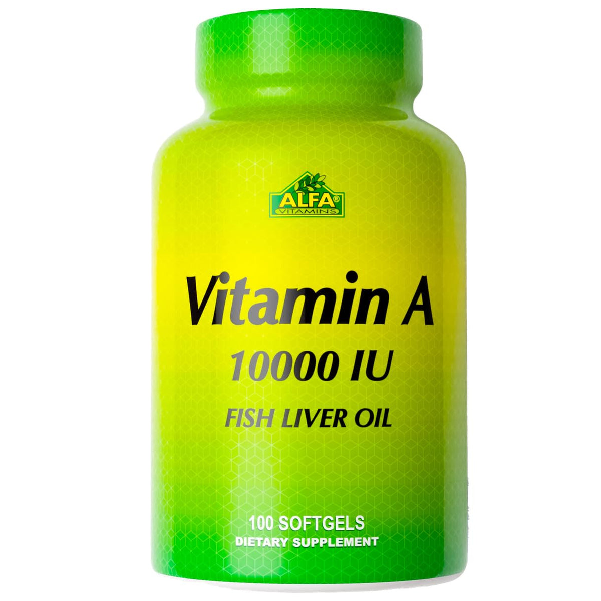 ALFA VITAMINS Vitamin A Fish Liver Oil 10,000 IU - 100 Softgels