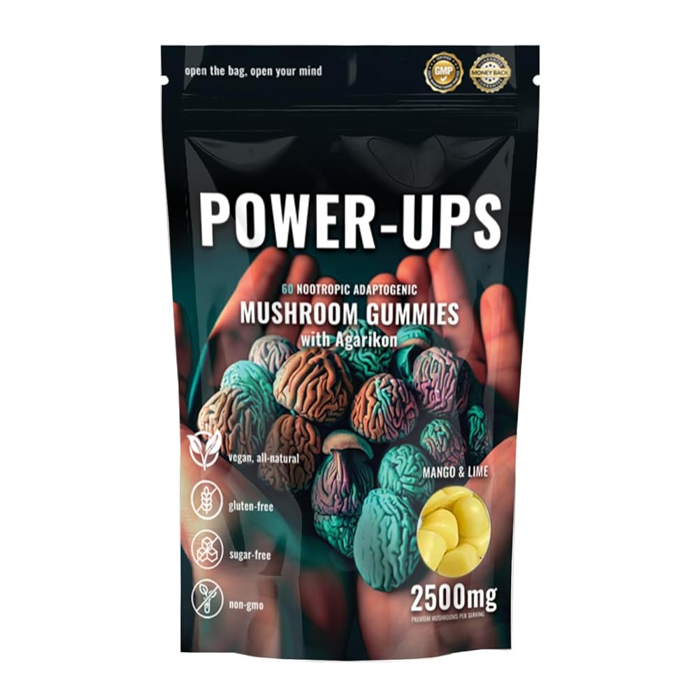 Power-Ups Mushroom Gummies with Lion's Mane & Reishi - 60 Count
