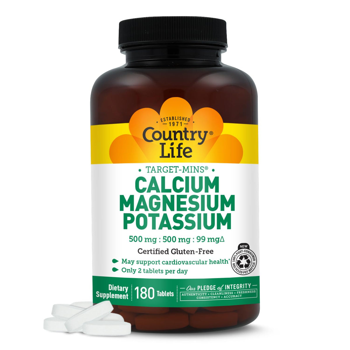 Country Life Target-Mins Calcium Magnesium Potassium - 180 Tablets