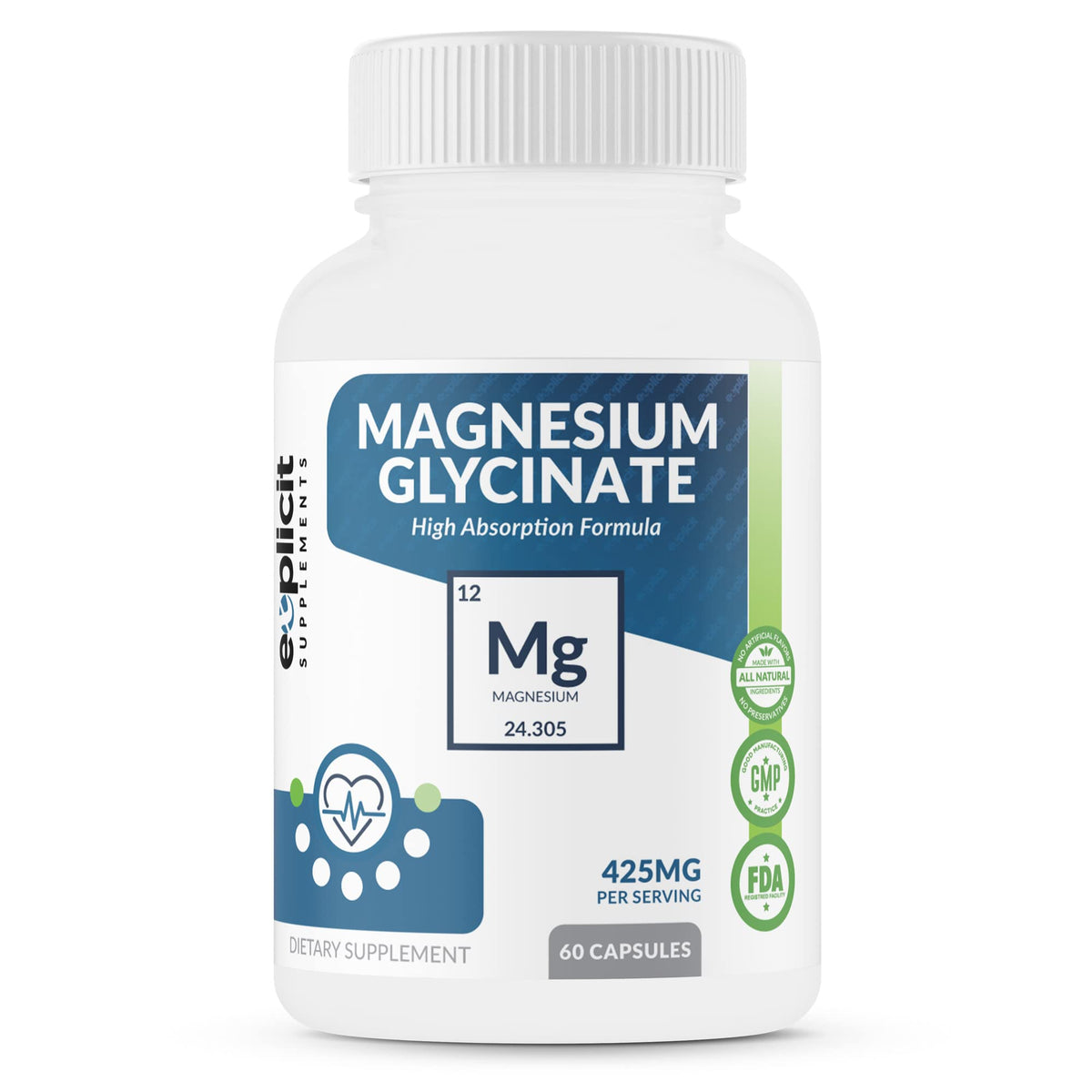 eXplicit Supplements Magnesium Glycinate 425mg - 60 Capsules