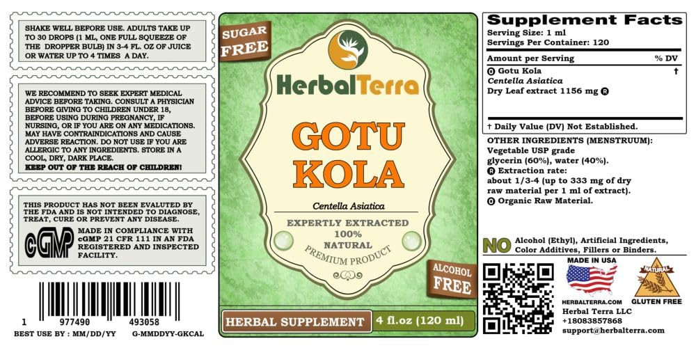 Herbal Terra LLC Gotu Kola (Centella Asiatica) Tincture