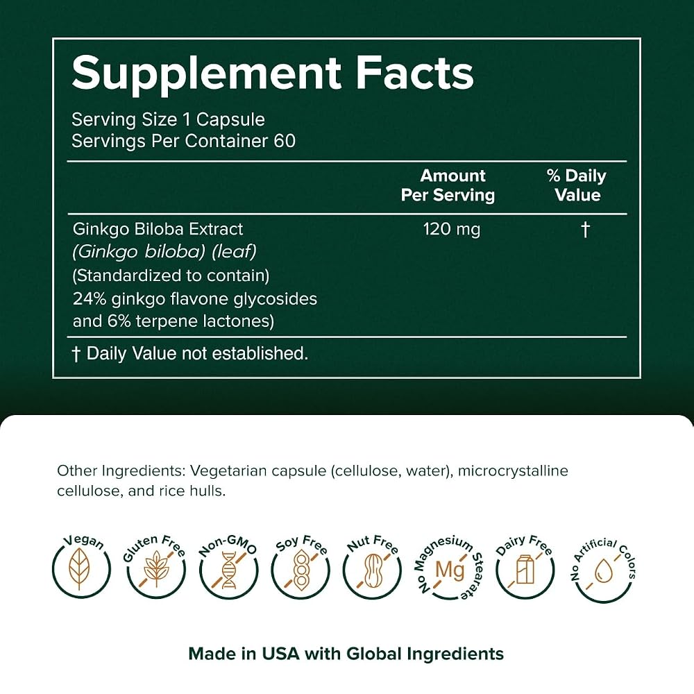 Prominent Nutrition Ginkgo Biloba 120 mg - 60 Capsules - image 2