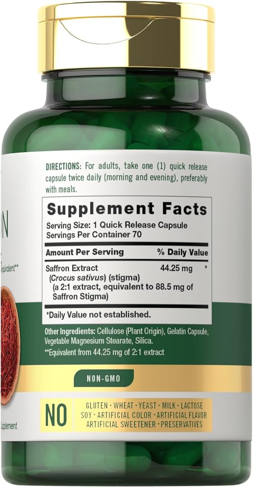 Carlyle Saffron Extract Supplement - 70 Capsules - image 2