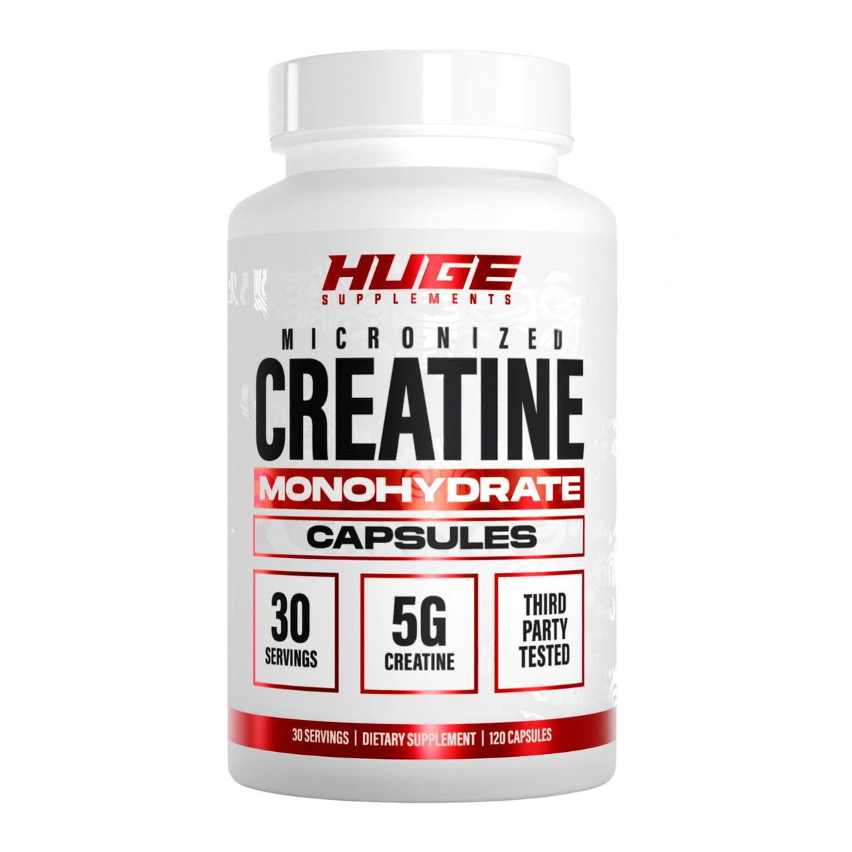 Huge Supplements Creatine Monohydrate 5g - 120 Capsules