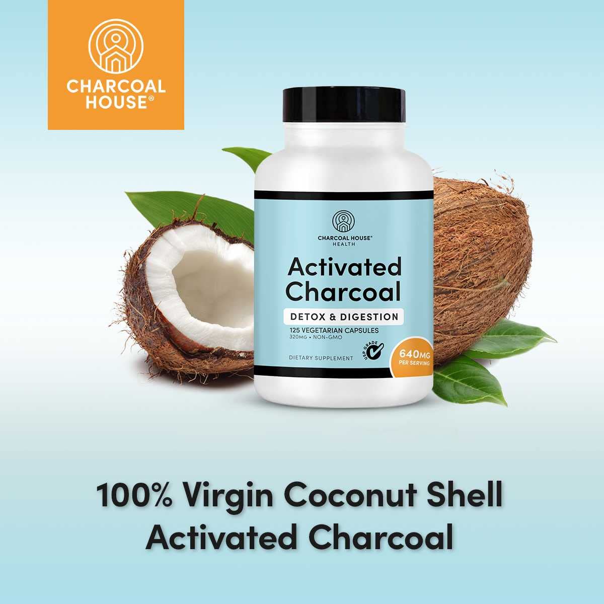 Charcoal House Activated Charcoal Capsules 300mg - 125 Capsules - image 5
