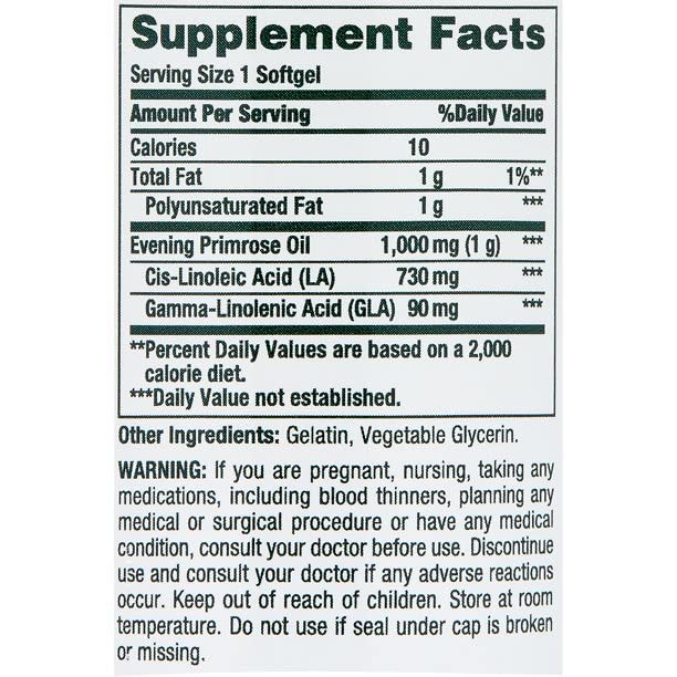 Nature's Bounty Evening Primrose Oil 1000mg - 180 Softgels - image 7